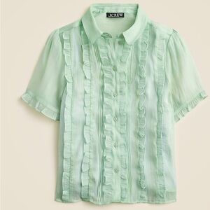 NWT JCrew Sheer ruffle-trim button-up top
